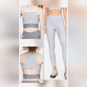 Outdoor Voices Workout Set •Size Small• Slashback Crop Top & 3/4 Leggings Gray